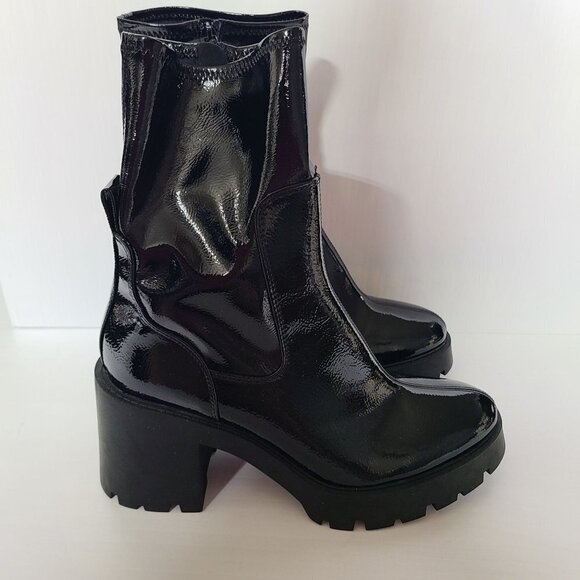 ZARA HIGH-HEEL FAUX PATENT ANKLE BOOTS WITH TRACK SOLE BLACK SIZE 10 | 3118/010 - Picture 11 of 11